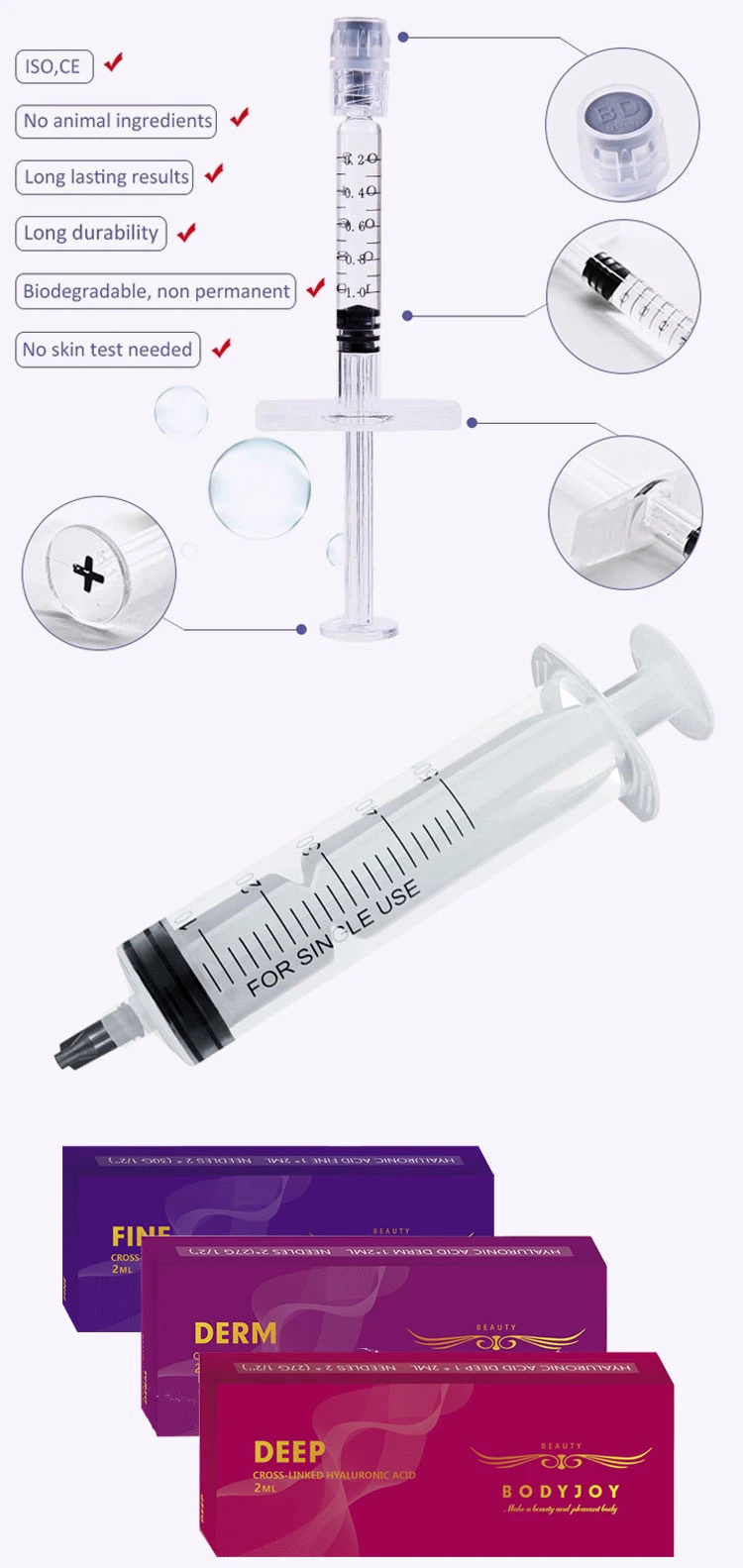 Korea Silicone Gel Acid Hyaluronic Filler Face and Body Injection 20ml