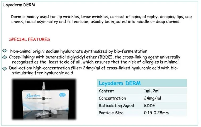 Long Lasting Injectable Cross Linked Hyaluronic Acid Body Dermal Filler for Forehead Lines Chins Eye Wrinkle Nose Cheeks Injection